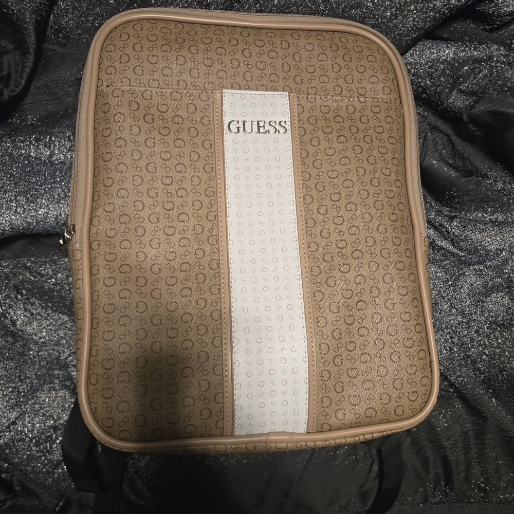 GUESS Tan and Cream Unisex Backpack